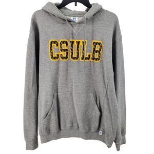 CA State Long Beach Unisex Medium Gray Sweatshirt Kangaroo Pocket Pre-Owned